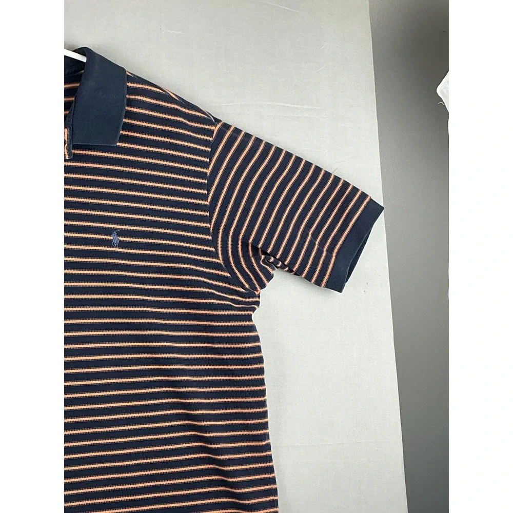 Polo Ralph Lauren Golf Shirt Men's Size XL Blue Orange Striped Short Sleeve